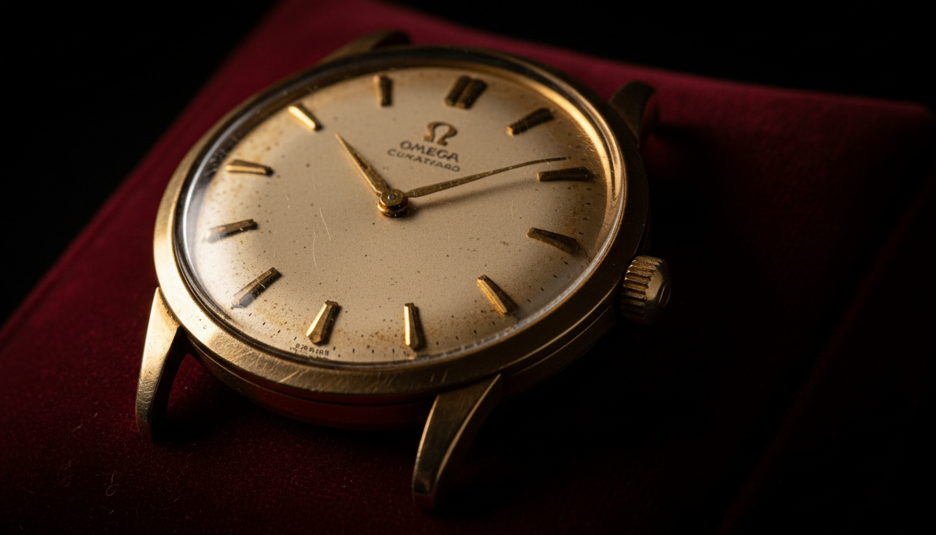 Vintage Omega watch on velvet